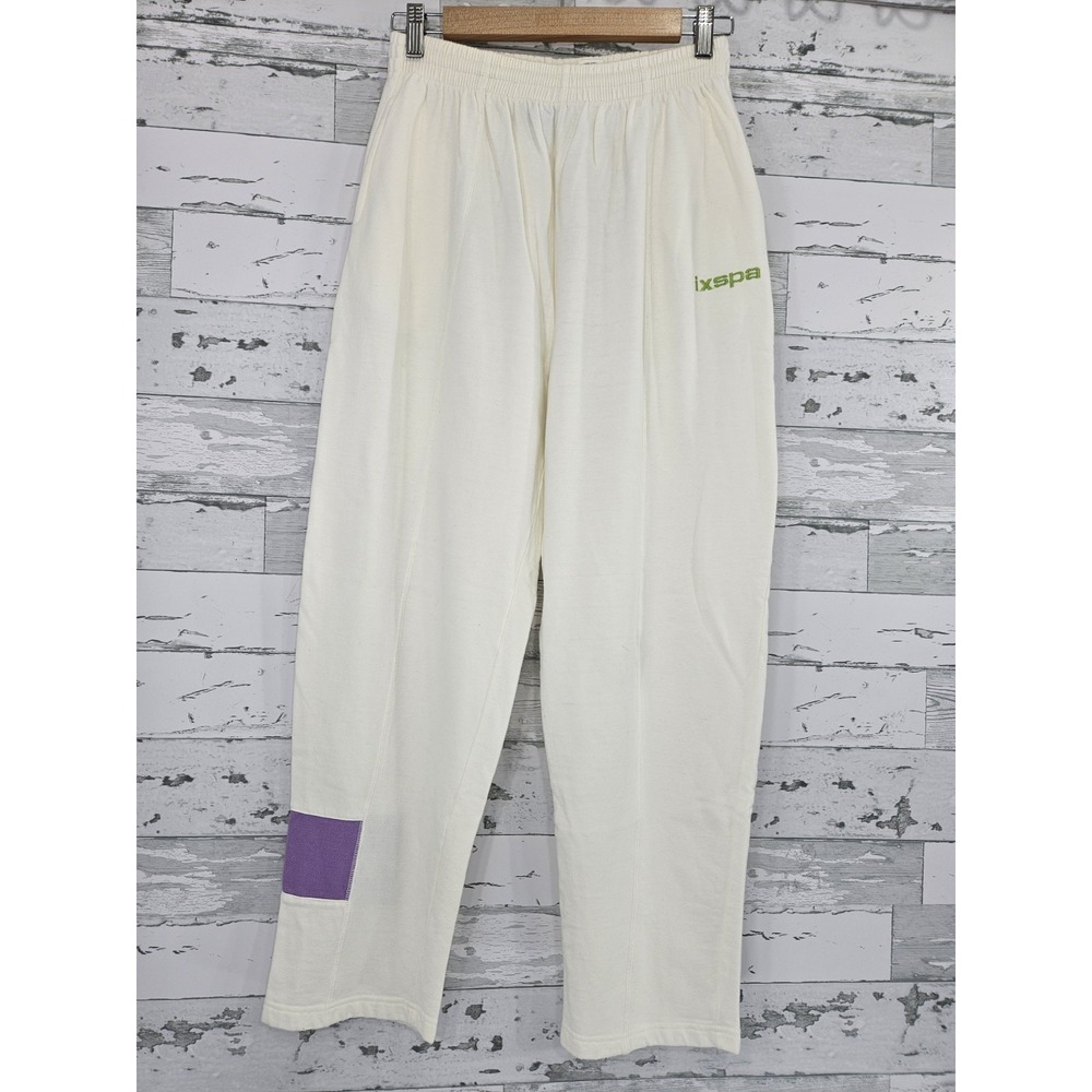 Ixspa Womens Medium Y2K Sweatpants Purple Patch Embroidered Logo